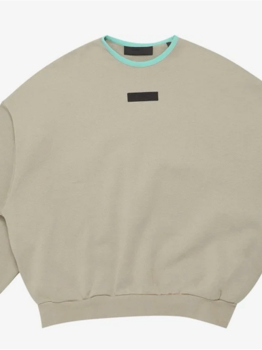 Men's FEAR OF GOD XS OVERSIZED Crewneck Sweater in Light Beige with Mint Trim